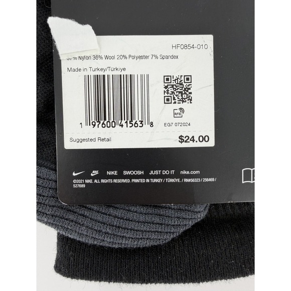 Nike Dri-FIT Trail Running Wool Blend Crew Socks 2 Pairs HF0854-010 Womens 7.5-9 - Picture 4 of 4
